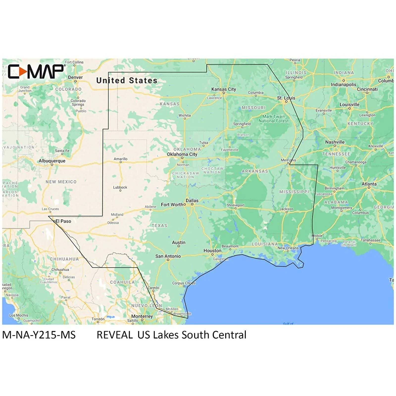 C-MAP M-NA-Y215-MS US Lakes South Central Reveal Inland Chart