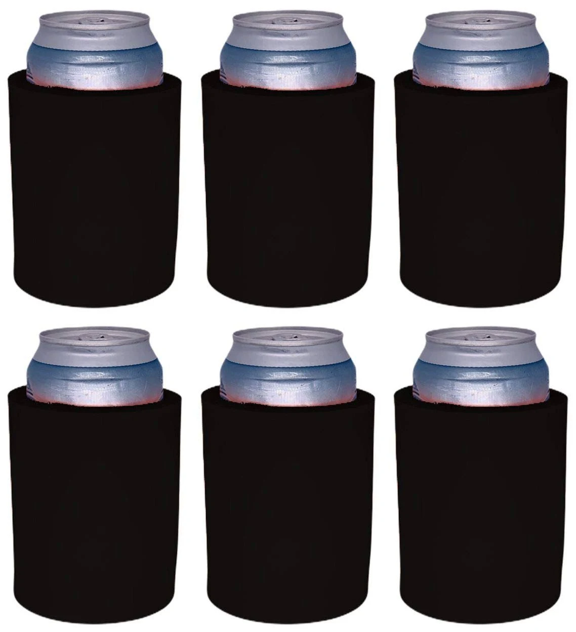 Blank Thick Foam Old School Can Cooler (6 Pack, Black)