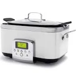 GreenPan Elite 8-in-1 Programmable 6 Quart Electric Slow Cooker, GlassLid & Removable Crock, PFAS-Free Healthy Ceramic Nonstick Multi-Cooker,Sear, Sauté/Brown,Roast, Cream White + Slow Cooker Cookbook