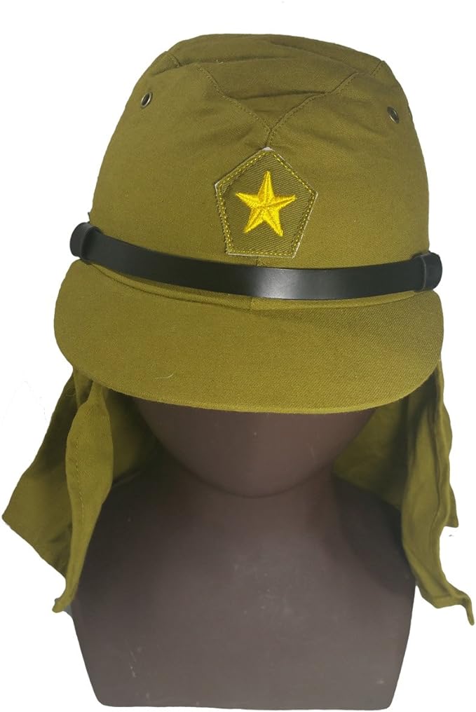 ANQIAO Repro WWII WW2 Japanese Solider Hat and Flap Neck Cover Cap 59 cm Dark Grey