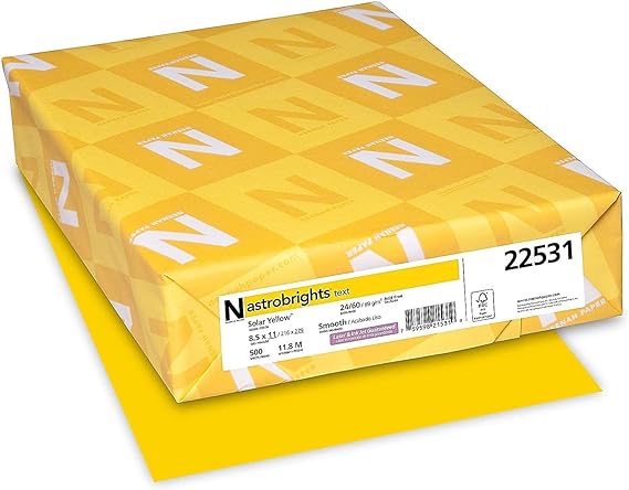 Neenah Paper 22531 Color Paper, 24lb, 8 1/2 x 11, Solar Yellow, 500 Sheets