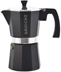 Grosche Milano Stovetop Espresso Maker Moka Pot 12 Espresso Cup Size 23.6 oz - Black