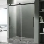 ANZZI 76 x 48 inch Frameless Shower Door in Polished Chrome | Stella Water Repellent Glass Shower Door with Seal Strip Parts and Handle | Easy Gilde Rollers Sliding Shower Door | SD-FRLS05901CH