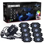 MICTUNING RGB LED Rock Lights 8 pods Under Car Truck Neon Lights Music Bluetooth