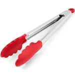 KitchenAid Silicone Stainless Steel Tongs, 12 Inch, Red