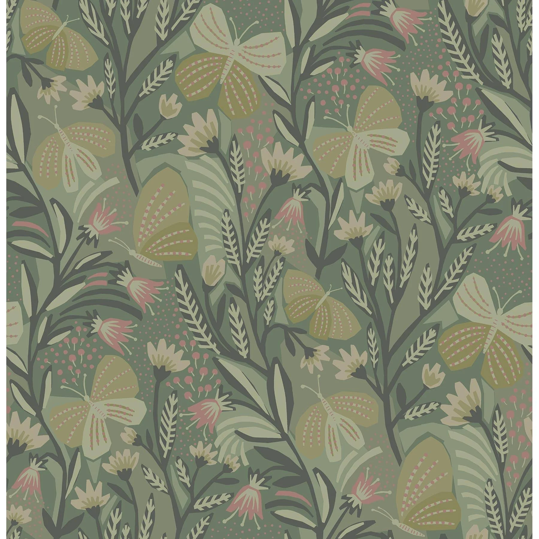 Pip & Lo PLS4204: Sage Papillon Flutter Peel & Stick Wallpaper