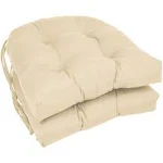 Blazing Needles 16 in. Solid Twill U-Shaped Tufted Chair Cushions Natural - Set of 2