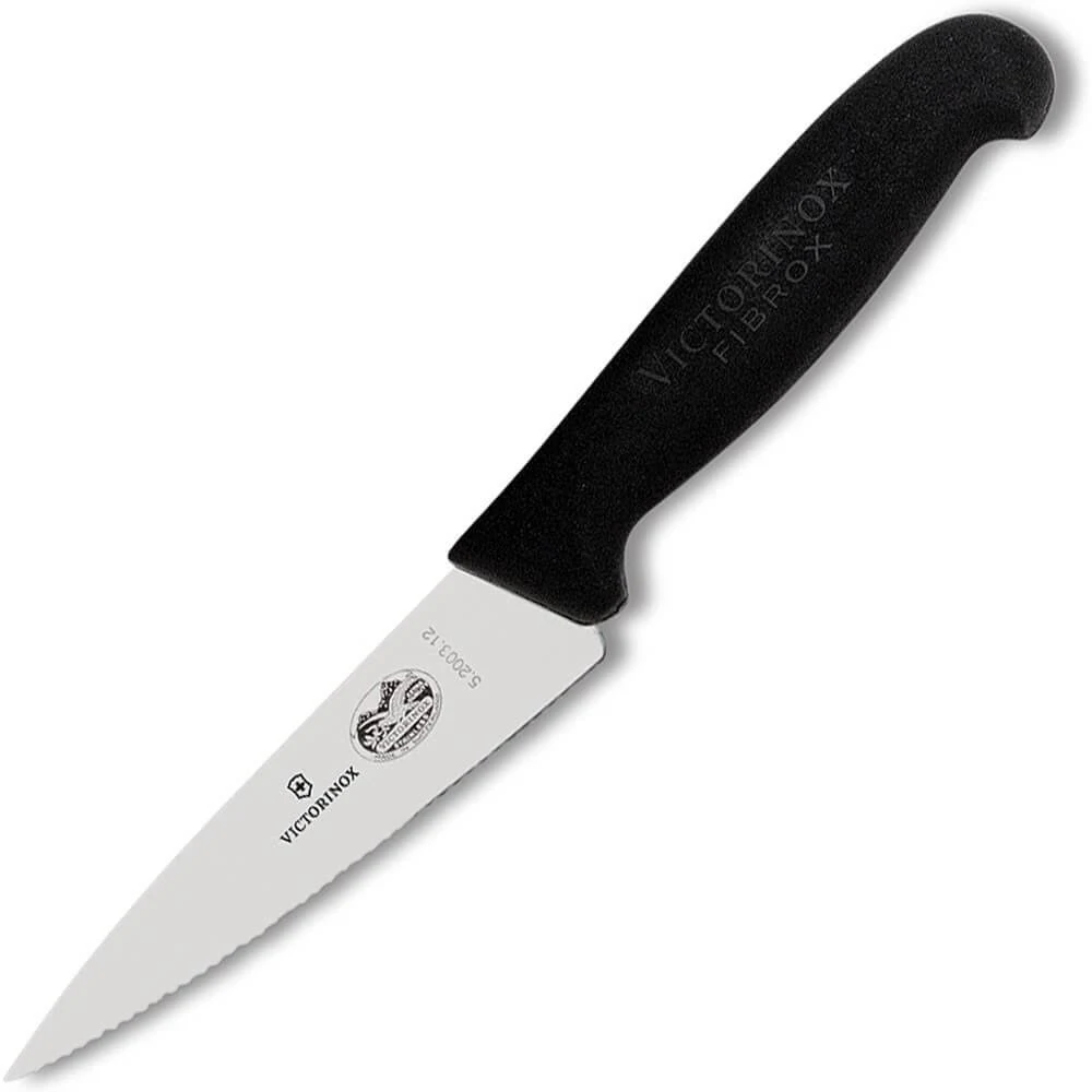 Victorinox Mini Chef's Serrated At Fibrox Pro Handle, 5"/1.25", Black