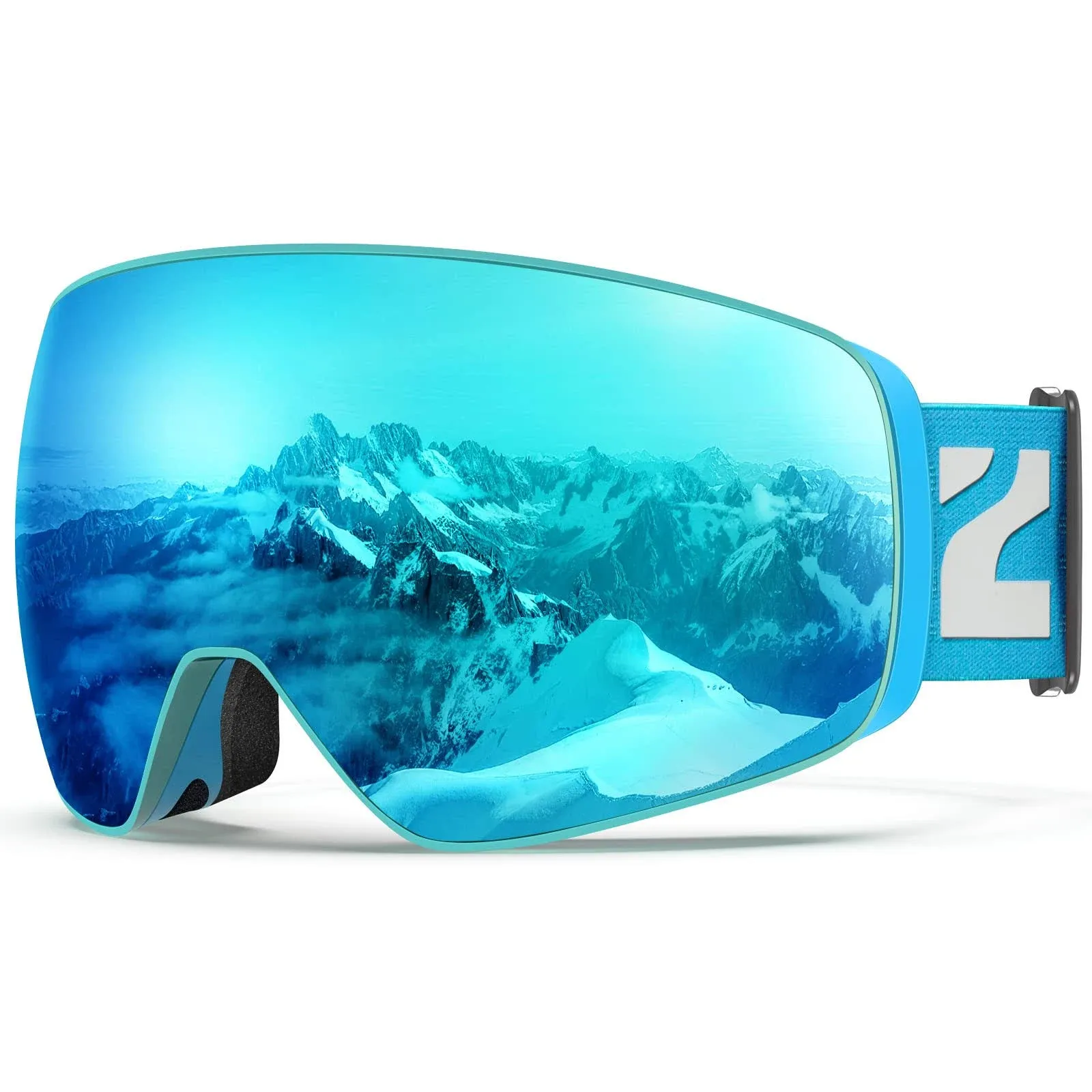 ZIONOR Ski Goggles, x12 100 OTG Snow Goggles Detachable Lens for Men Women Adult