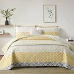 Quilt King Size, 100% Cotton Yellow Bedspread with King (98&#034;x106&#034;) Yellow/Grey