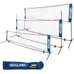 Boulder Portable Badminton Net Set - for Tennis, Soccer Tennis, Pickleball, Kids Volleyball - Easy Setup Nylon Sports Net with Poles (Blue/Red, 10 ft)