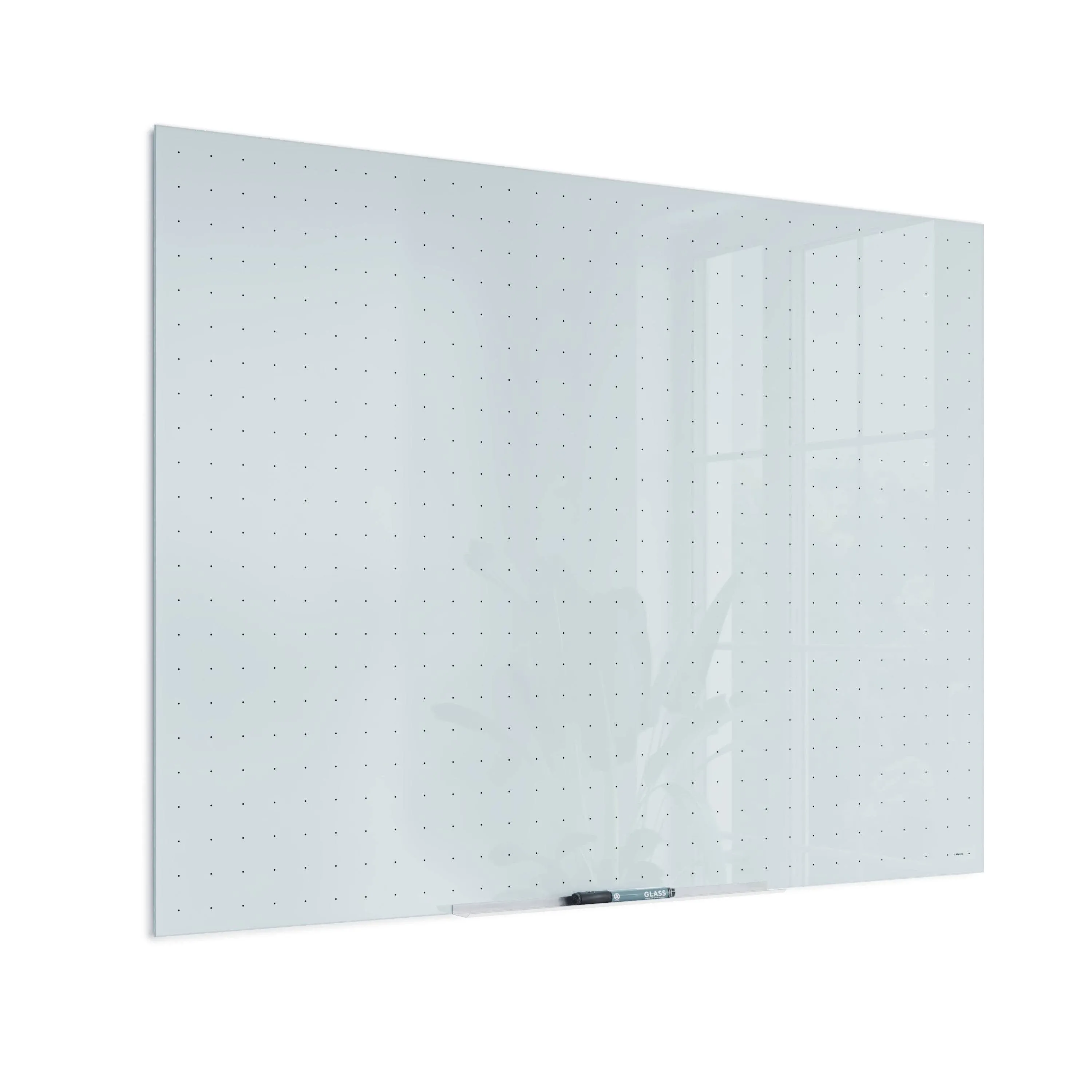 U Brands Floating Non-Magnetic Ghost Grid Glass Dry-Erase Board, 48 x 36 Inches, White Frosted Surface, Frameless