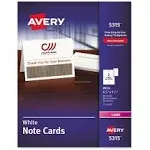 Avery 5315 Laser Notecards, White, 60 pack