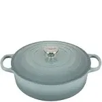 Signature 6.75-Quart Enameled Cast Iron Wide Round Oven - Sea Salt