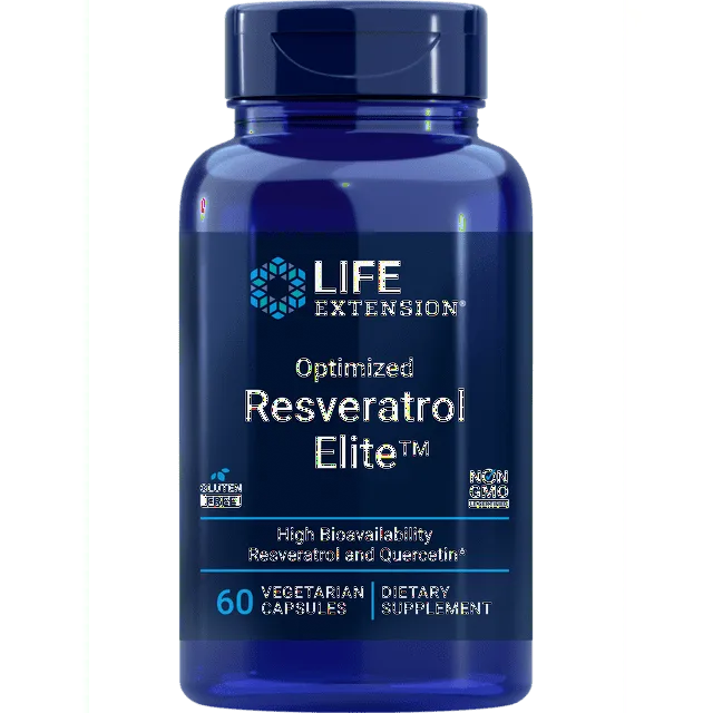 Life Extension Optimized Resveratrol Elite™ - Live a Long, Healthy Life with Trans-Resveratrol & Quercetin - Gluten-Free, Non-GMO - 60 Vegetarian Capsules (2-Month Supply)