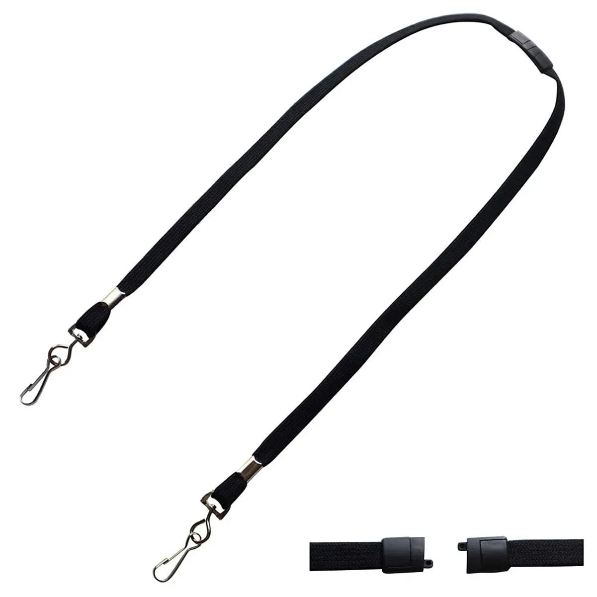 Bulk 25 Pack - Short Double Ended Lanyard with Safety Breakaway Clasp - Small Size Neck Badge Holder with Swivel J Clips for Badge Holders - Short 12.5" Length by Specialist ID (Black)