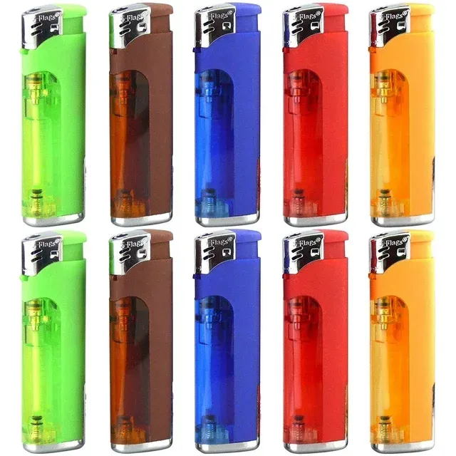 10 Pack - Refillable Butane Lighter with LED Flashlight