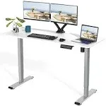 FLEXISPOT EN2 Whole-Piece Standing Desk with Clamp Power Strip, 60 x 24 Electric Stand Up Height Adjustable Desk with Cable Management (Gray Frame + 60" White Top, 2 Packages)