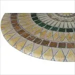 Mosaic Table Cloth Round 36 Inch To 48 Inch Elastic Edge Fitted Vinyl Table Cover Tuscan Tile Pattern Brown Tan