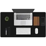 Zbrands // Leather Smooth Desk Mat Pad Blotter Protector, Midnight Black, Extended Non-Slip Rectangular, Laptop Keyboard Mouse Pad (36 inch x 20 inch)