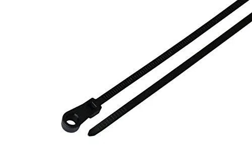 15-inch Black Screw Mount Cable Tie, 120-lb Tensile Strength, 100-Pack