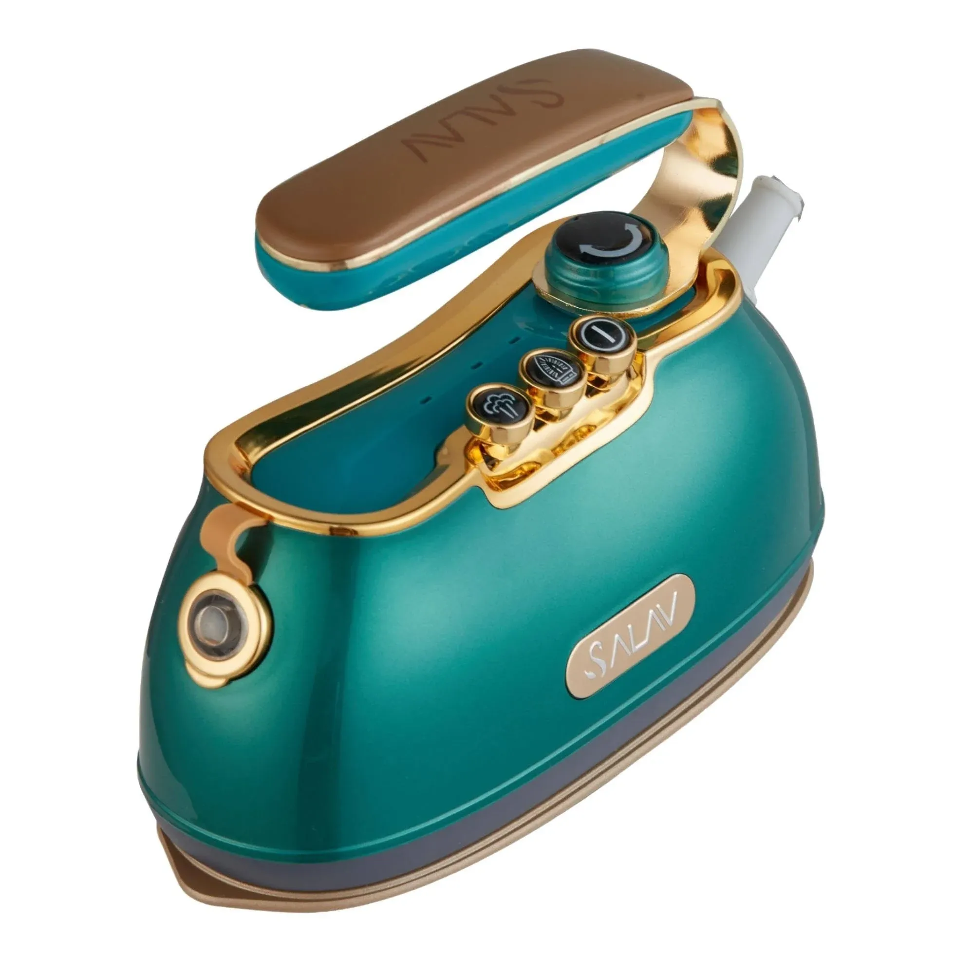 SALAV IS-900 Retro Handheld Garment Steamer and Iron, Ceramic Steam Plate, 1000 watts of Steam, Removes Wrikles on Clothes (Emerald)