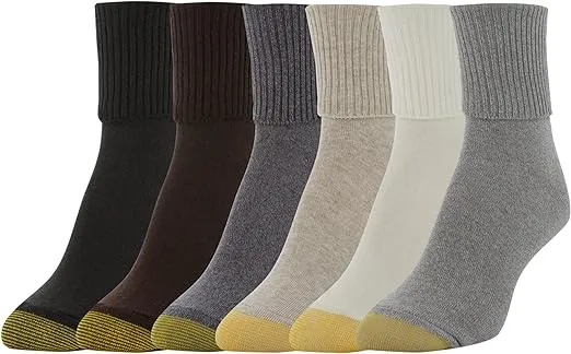GOLDTOE Women's Classic Turn Cuff Socks 6 Pack