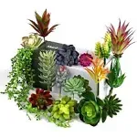 Artificial Succulent Plants 16 Pcs Set