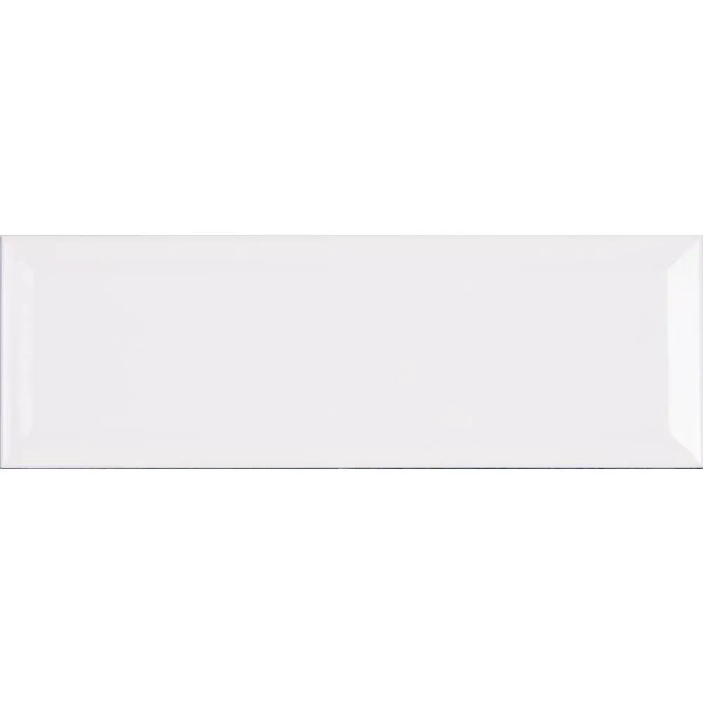 White Ceramic Beveled Subway Wall Tile 4x12 Matte Finish for Kitchen B