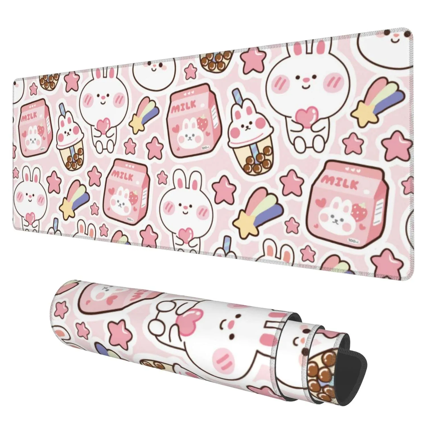 Desk Mat Pink Kawaii Rabbit Extended Gaming Mouse Pad Large 31.5&#034;x11.8&#034; Big M...