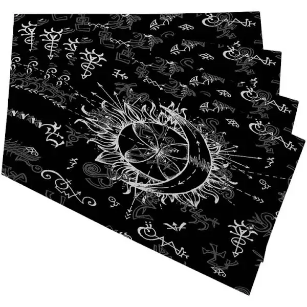 Yibeas Sun and Moon Placemats for Kitchen Dining Table Set of 4 Symbols of Alchemy,Dark,Esoteric Table Mats Linen Washable Heat Resistant Place Mats 12 x 18 Inch