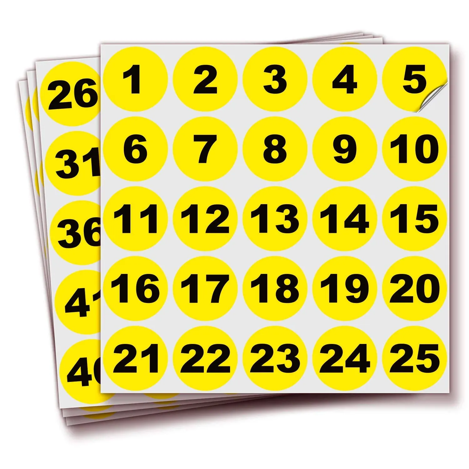 Isyfix Consecutive Number Vinyl Stickers 1 to 100, 1.5-Inch, 1 Set Yellow Self ...