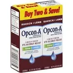 Opcon-A Allergy Eye Drops by Bausch + Lomb, for Itch and Redness Relief, Red and Itchy Eyes Antihistamine Eye Drop, Clinically Proven Treatment, 0.5 Fl Oz (Pack of 2)