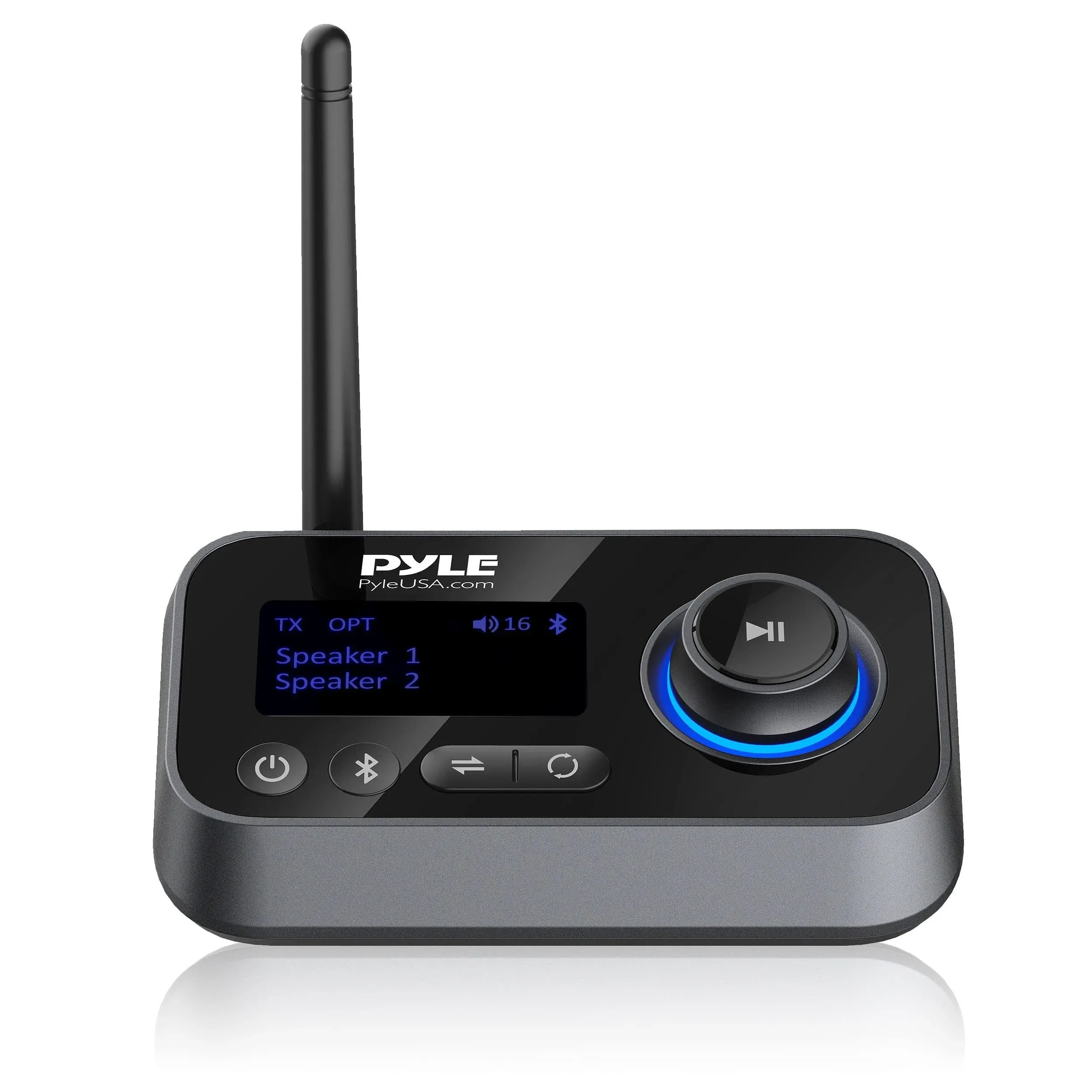 Pyle Wireless Bluetooth Transmitter Receiver - Audio Transmitting Box for TV Home Stereo, LCD Display, Optical, and AUX Audio Jacks, Bluetooth Version: 5.0