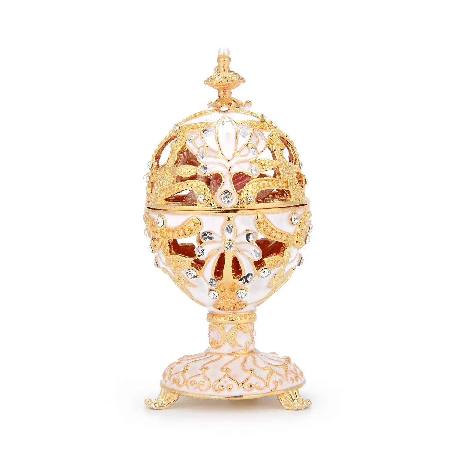 QIFU Faberge Egg Style Hand Painted Decorative Trinket Box with Hinged, Classic ...