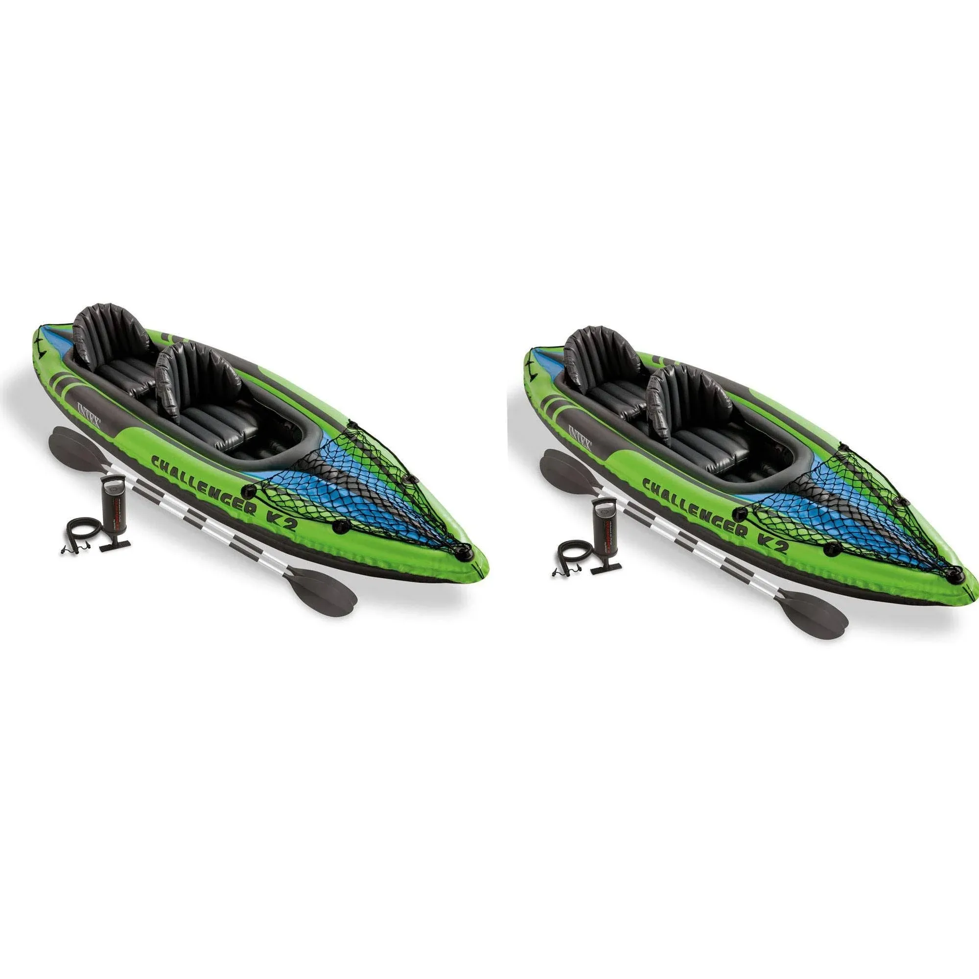 Intex Challenger K2 2-Person Inflatable Sporty Kayak + Oars And Pump