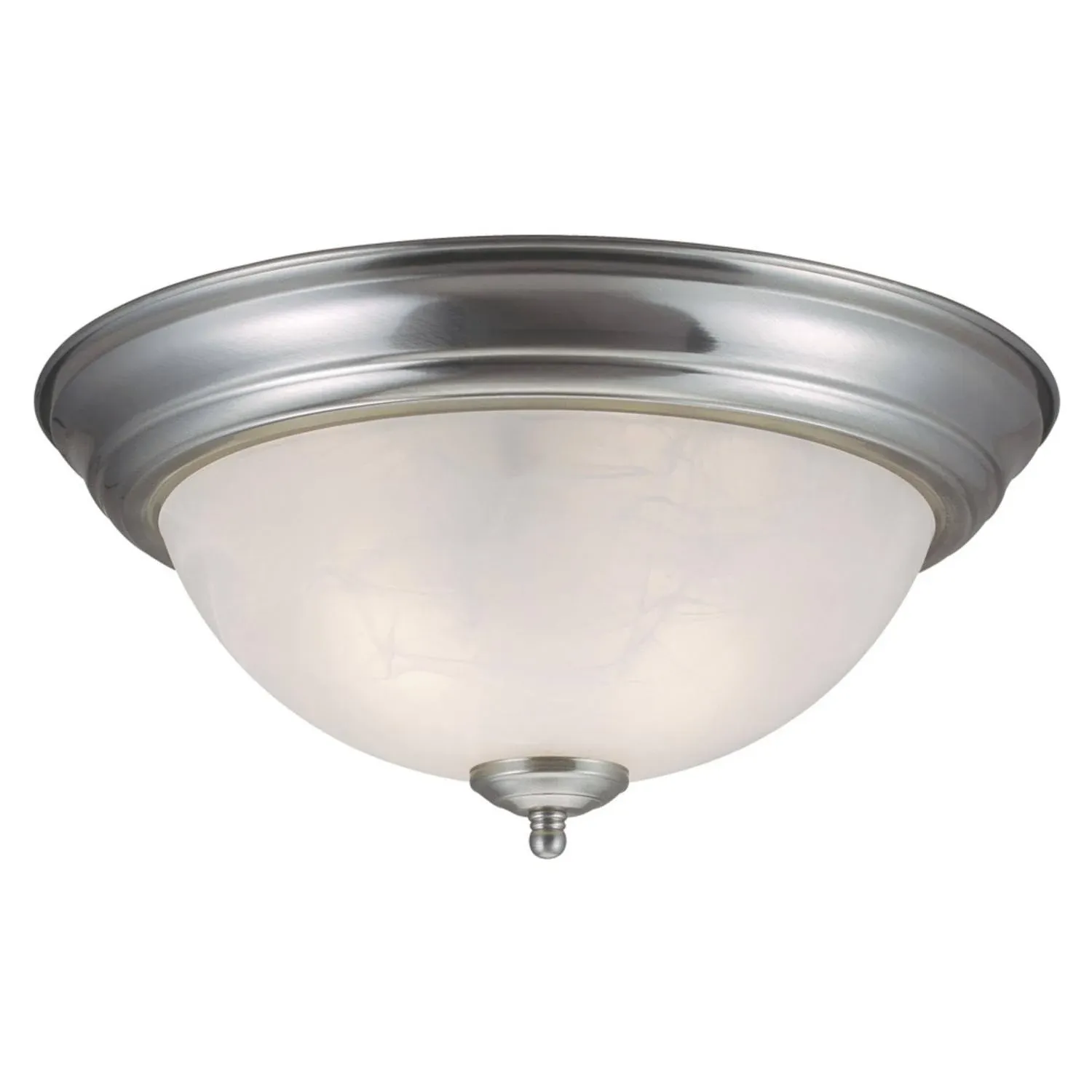 Design House 511550 Millbridge Traditional 2-Light Indoor Flush Mount Ceiling Light Dimmable Alabaster Glass for Bedroom Dining Room Kitchen, Satin Nickel