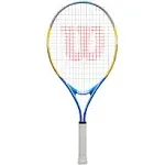 WILSON US OPEN 25&#034; WRT20330U TENNIS RACKET FOR AGES 9-10, BLUE W/ YELLOW 3 7/8&#034;