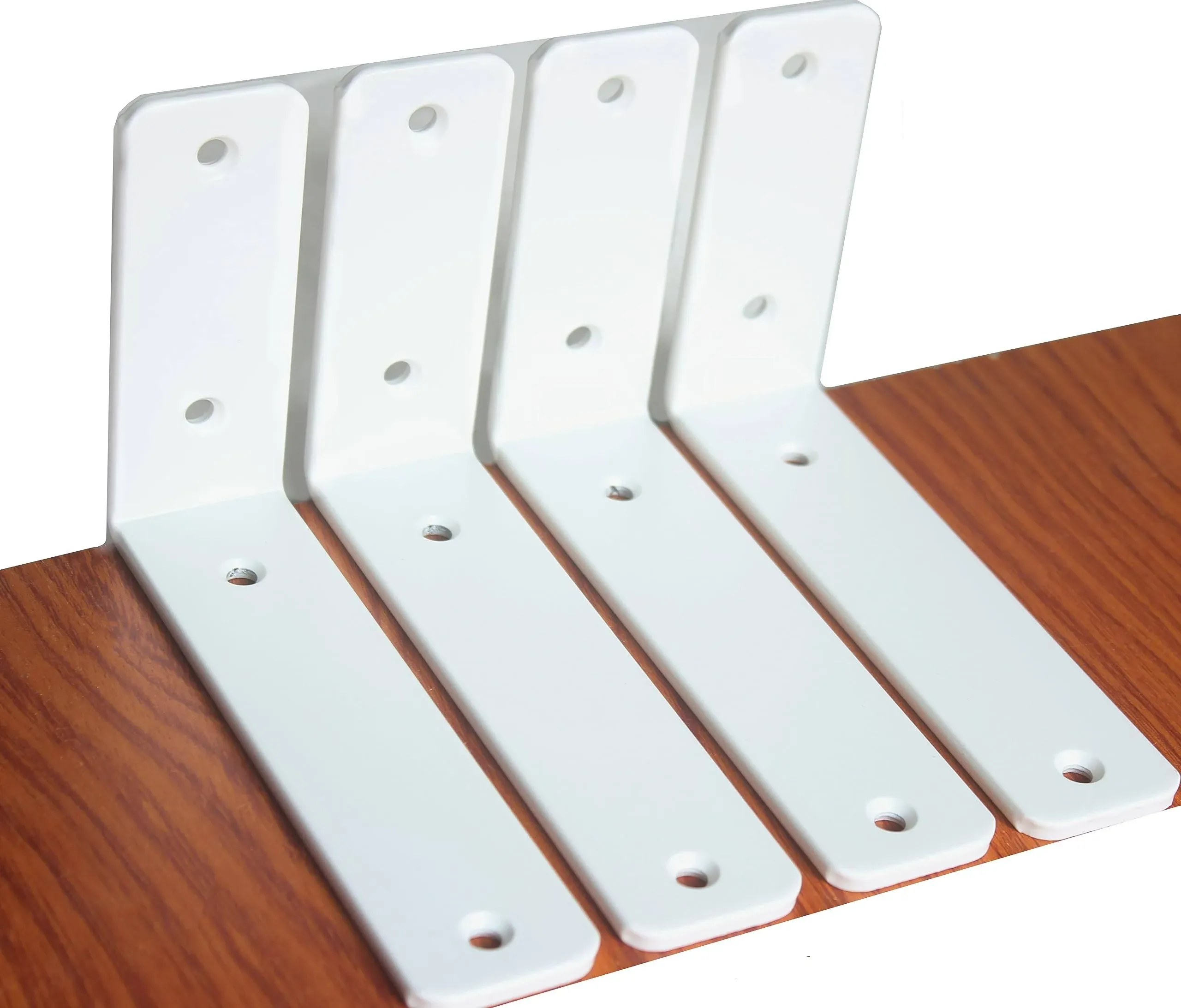 4 Pack - L 5" x H 4" x W1.5", 5mm Thick White L Shelf Bracket, Iron Shelf Brackets, Metal Shelf Bracket, Industrial Shelf Bracket, Floating Shelf Bracket, Shelf Supports with Screws