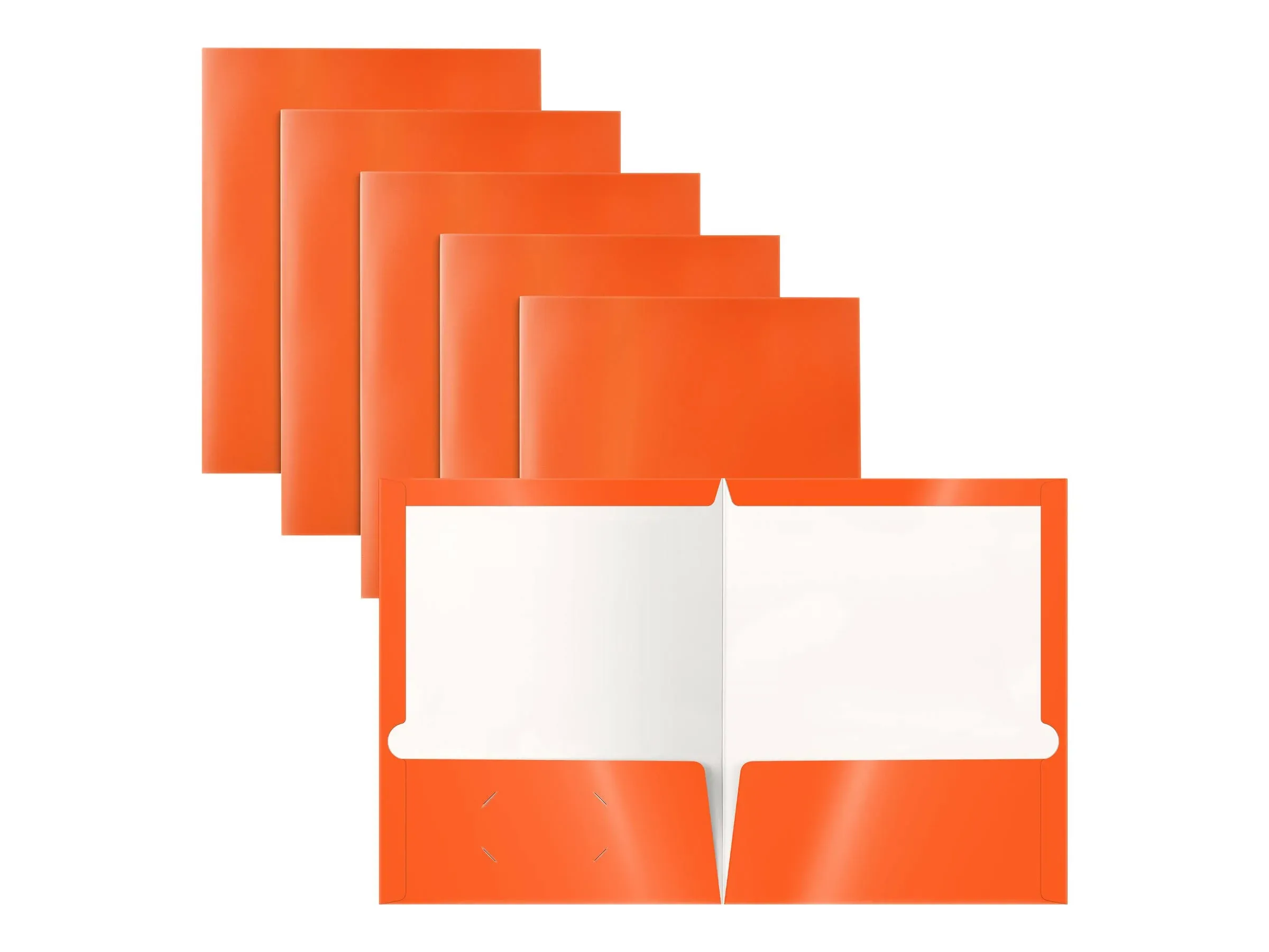 Better Office Products 2 Pocket Glossy Laminated Paper Folders, Letter Size, Orange Paper Portfolios, Box of 25 Orange Folders