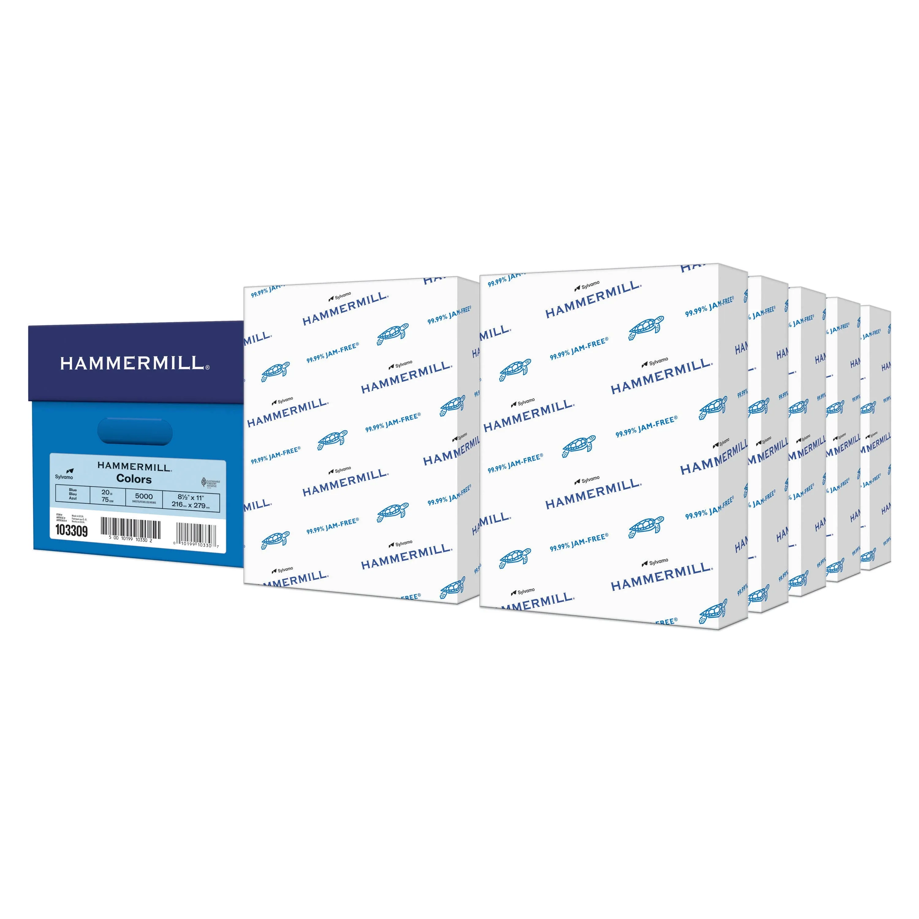 Hammermill Fore MP Recycled Colored Paper, 20 lb, 8.5" x 11", Blue - 5000 count