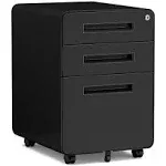 3-Drawer Black Mobile Storage Filing Cabinet