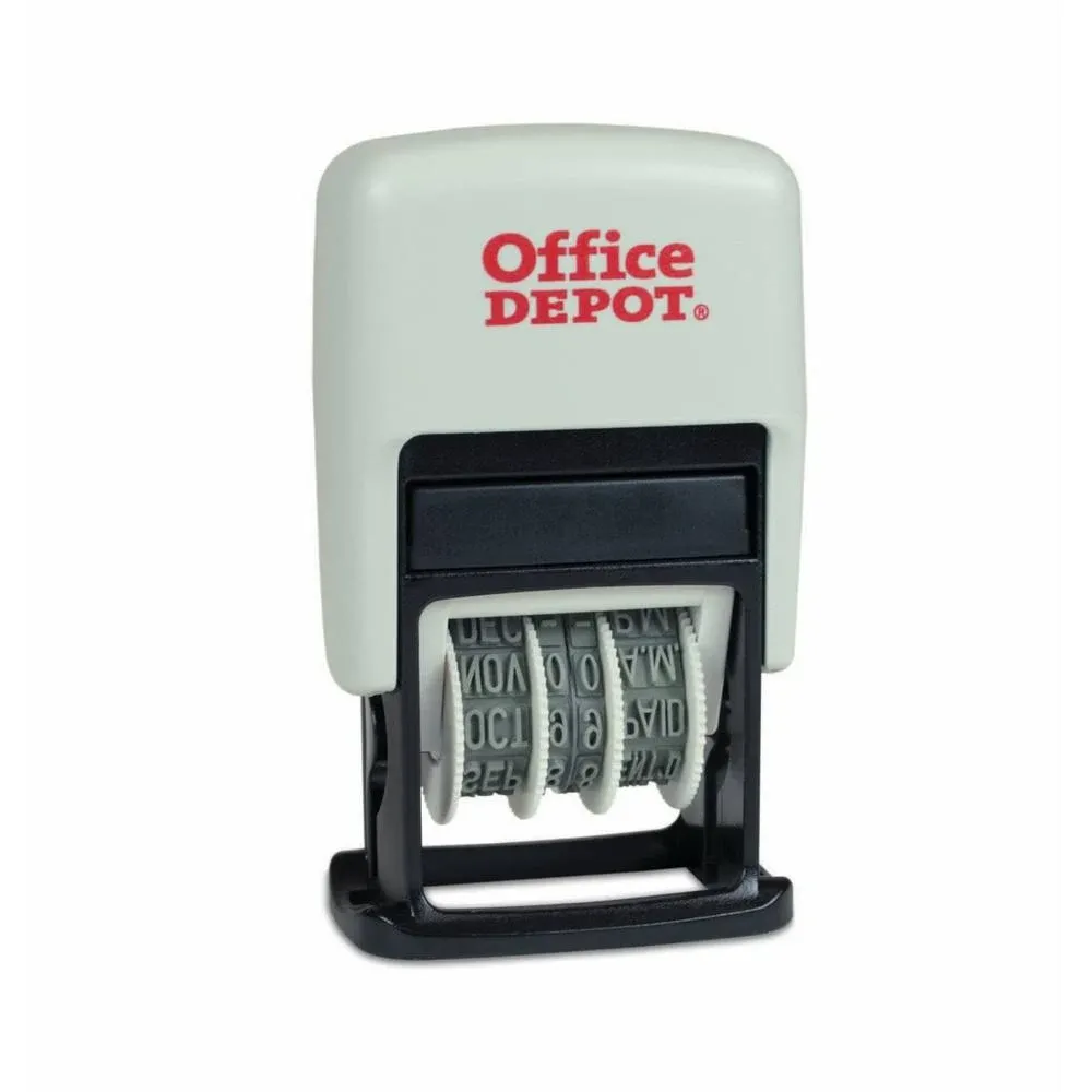 Office Depot Brand Date Message Stamp Dater Paid, Received, Faxed, Self-Inking