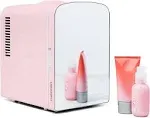 Chefman Portable Mirrored Personal Makeup & Skincare Mini Fridge, 4 Liter, Pink