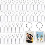 MTLEE 150 Pieces Photo Insert Keychain Clear Acrylic Picture Keychains Picture Frame Key Chain 2.2 x 1.6 Inch Rectangle Blank Photo Keychains for Christmas Valentine Holiday Photo Diaplay Supplies