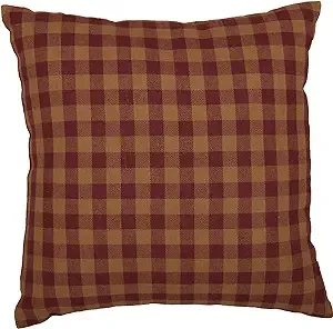 VHC Brands Burgundy Check Fabric Pillow