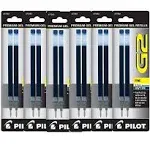 Value Pack of 6 - Pilot G2 Gel Ink Refills for Rolling Ball Pen, Fine Point, Navy Blue (77252)