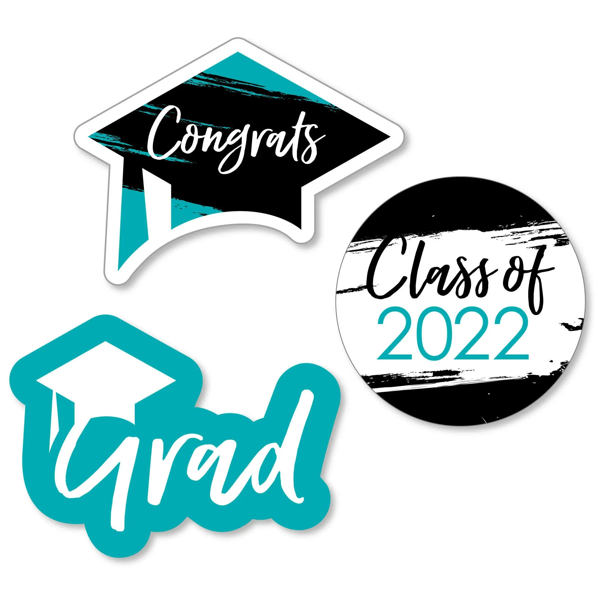 Big Dot of Happiness Teal Grad Graduation Party Cut-Outs