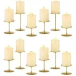 Gold Candle Holders for Pillar Candles Set of 12 Fireplace Metal Candle Stand for Wedding Decoration