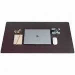 ZBRANDS // Brown Leather Smooth Desk Mat Pad Blotter Protector, Extended Non-Slip Rectangular, Laptop Keyboard Mouse Pad (24" x 17")